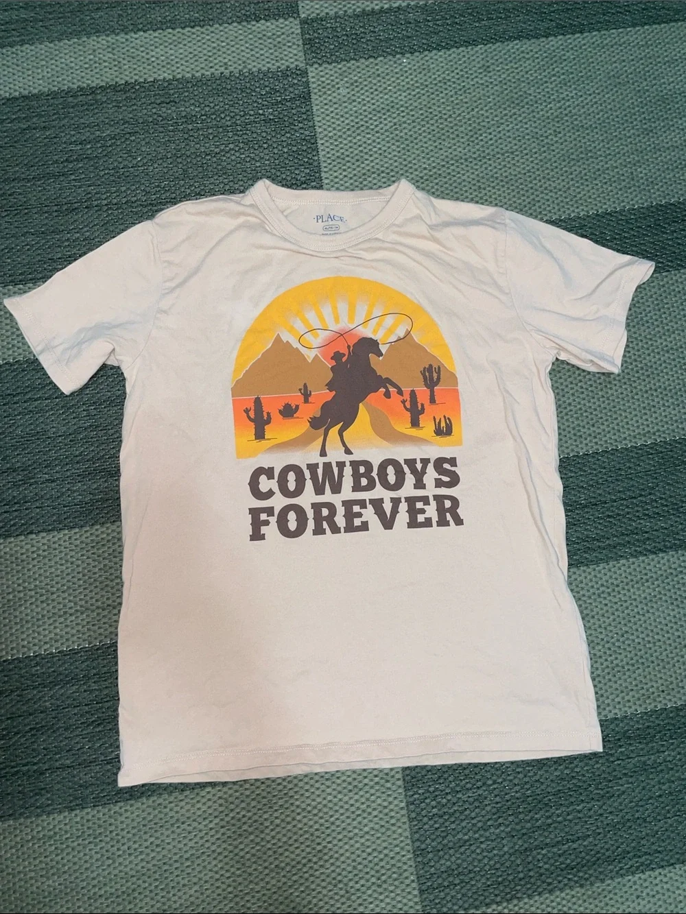 The Children's Place White Cowboys Forever Graphic Tee with Sunset Print